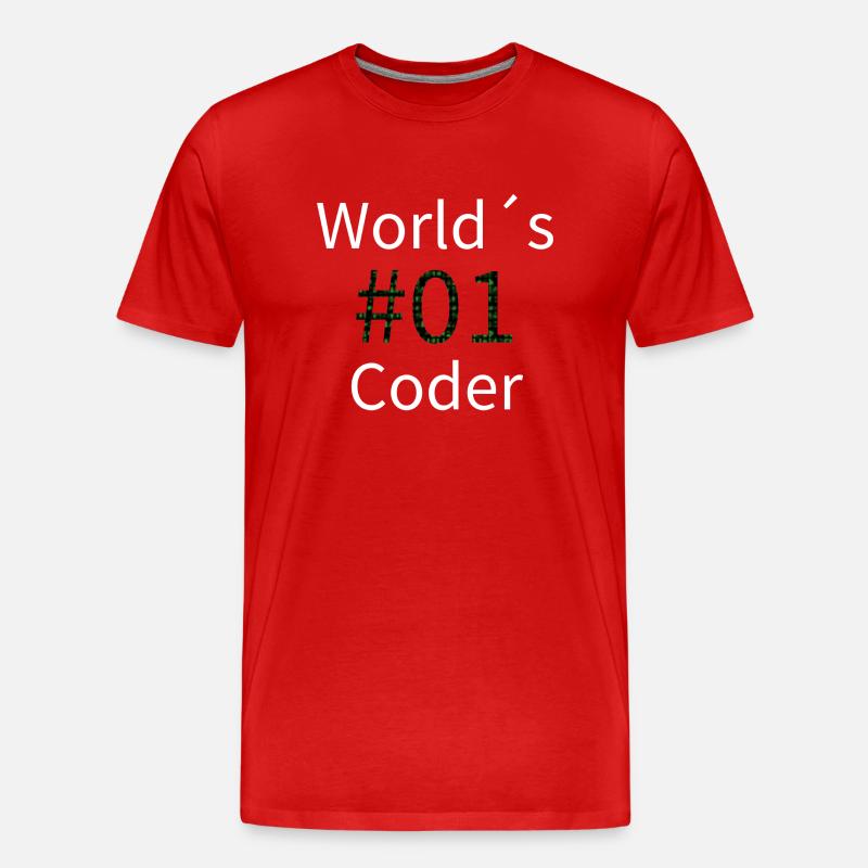 Worlds 01 Coder - Men's Premium Organic T-Shirt - red