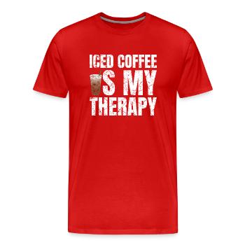 Iced Coffee Is My Therapy Eiskaffee - Men's Premium Organic T-Shirt - red - Front - Damien (186cm)