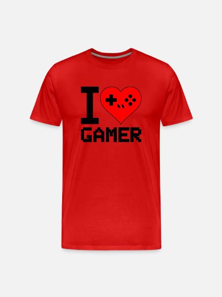 I Love Gamer - Männer Premium Bio T-Shirt - Rot