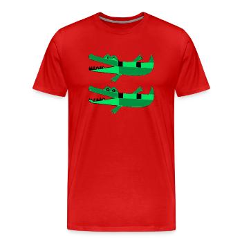 Zwei glückliche Krokodile - Männer Premium Bio T-Shirt - Rot - Vorne - Damien (186cm)