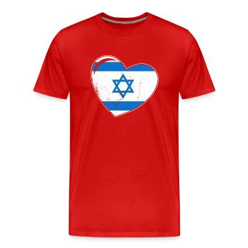 Israel Heart Star of David Israeli origin - Men's Premium Organic T-Shirt - red - Front - Damien (186cm)