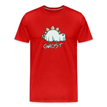 Stegosaurus verkleidet als Geist, Dino - Männer Premium Bio T-Shirt - Rot - Vorne - Damien (186cm)