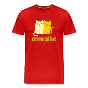 Cat Love - Men's Premium Organic T-Shirt - red - Front - Damien (186cm)