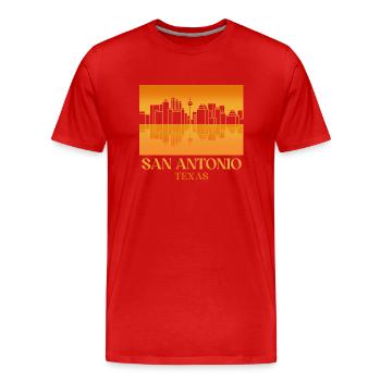 San Antonio Sunset Skyline Design für stolze San - Männer Premium Bio T-Shirt - Rot - Vorne - Damien (186cm)