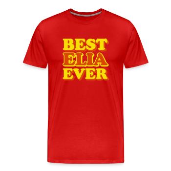 Elijah First Name Funny Gift - Men's Premium Organic T-Shirt - red - Front - Damien (186cm)