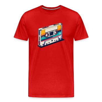 Retro-Musik auf Kassette - Männer Premium Bio T-Shirt - Rot - Vorne - Damien (186cm)