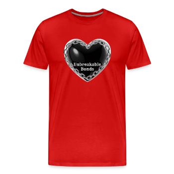 Coeur noir,Liens incassables,Liens incassables - T-shirt bio Premium Homme - rouge - Devant - Damien (186cm)