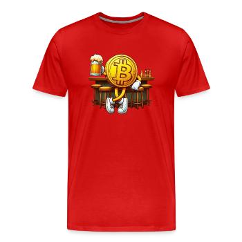 Détendez-vous avec Crypto ! 🍺 Bière Bitcoin relaxante - T-shirt bio Premium Homme - rouge - Devant - Damien (186cm)