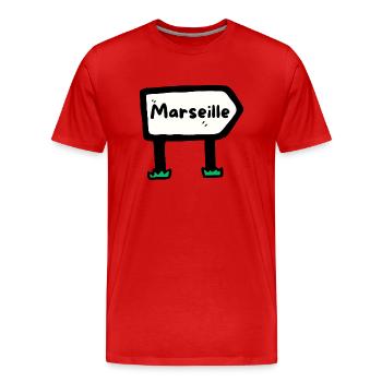 Marseille Stadtschild - Männer Premium Bio T-Shirt - Rot - Vorne - Damien (186cm)