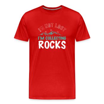 Ich bin nicht verloren, ich sammle Felsen - Männer Premium Bio T-Shirt - Rot - Vorne - Damien (186cm)