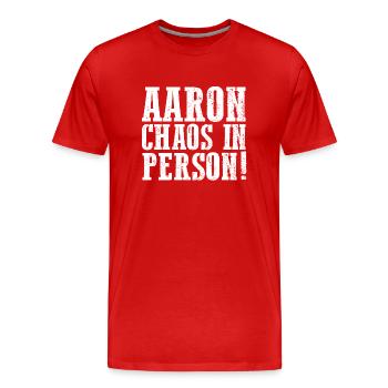 Prénom Aaron - T-shirt bio Premium Homme - rouge - Devant - Damien (186cm)
