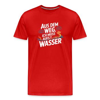 Aus dem Weg, ich muss aufs Wasser - Männer Premium Bio T-Shirt - Rot - Vorne - Damien (186cm)
