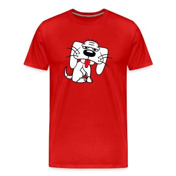 chien assis drôle mignon tirer la langue bande dessinée - T-shirt bio Premium Homme - rouge - Devant - Damien (186cm)