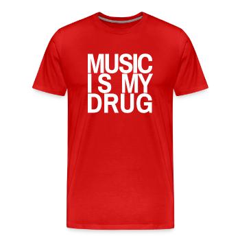 Musik ist meine Droge - Männer Premium Bio T-Shirt - Rot - Vorne - Damien (186cm)