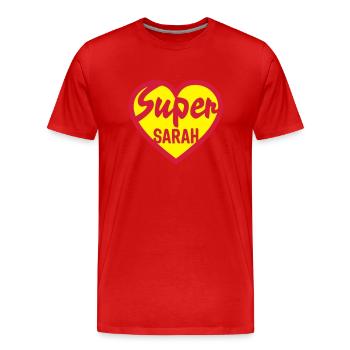 coeur heart super sarah - T-shirt bio Premium Homme - rouge - Devant - Damien (186cm)