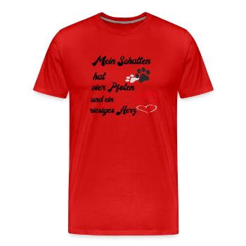 My shadow has four paws - Men's Premium Organic T-Shirt - red - Front - Damien (186cm)