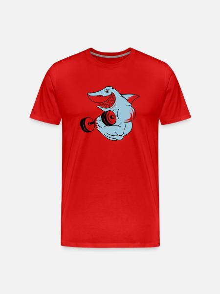 shark_bodybuilder - T-shirt bio Premium Homme - rouge