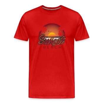 Sunset Beach - Men's Premium Organic T-Shirt - red - Front - Damien (186cm)