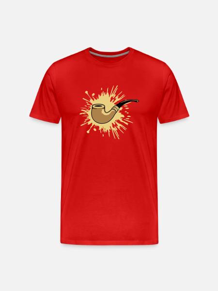 Klecks Tabakpfeife Raucher - Männer Premium Bio T-Shirt - Rot