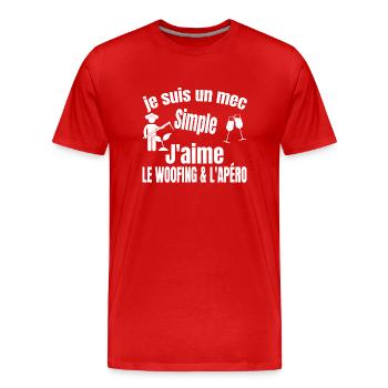 woofing et apéro - T-shirt bio Premium Homme - rouge - Devant - Damien (186cm)