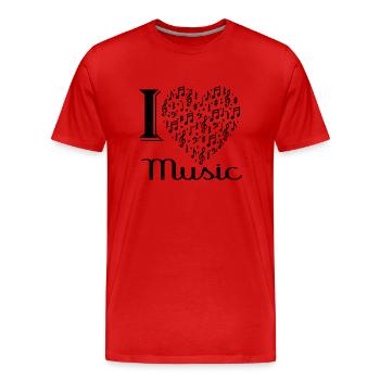 I love music - T-shirt bio Premium Homme - rouge - Devant - Damien (186cm)