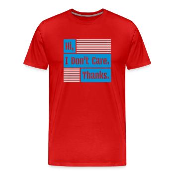 Salut je m’en fiche - T-shirt bio Premium Homme - rouge - Devant - Damien (186cm)