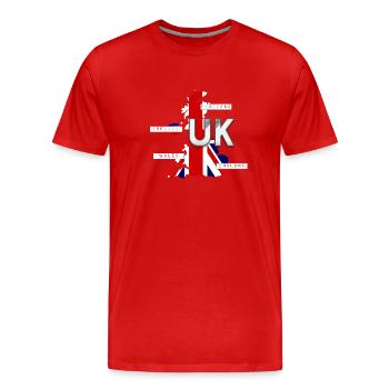 Uk - United Kingdom - T-shirt bio Premium Homme - rouge - Devant - Damien (186cm)