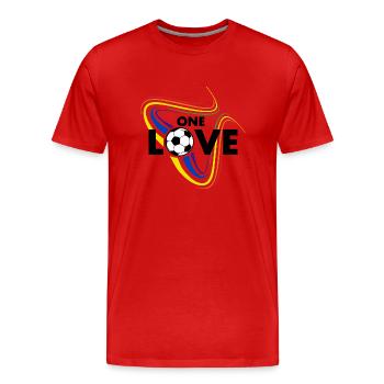 one love Football Pride - Men's Premium Organic T-Shirt - red - Front - Damien (186cm)