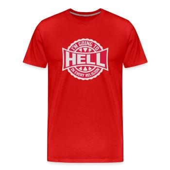 Aller en enfer - T-shirt bio Premium Homme - rouge - Devant - Damien (186cm)