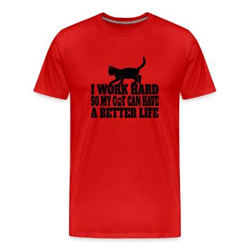 Chat domestique Chat Chat Chat Cheveux Chaton Chat Chat - T-shirt bio Premium Homme - rouge - Devant - Damien (186cm)