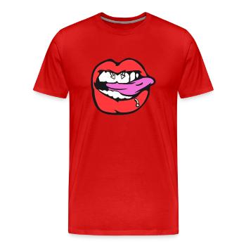 nipple piercing - Men's Premium Organic T-Shirt - red - Front - Damien (186cm)