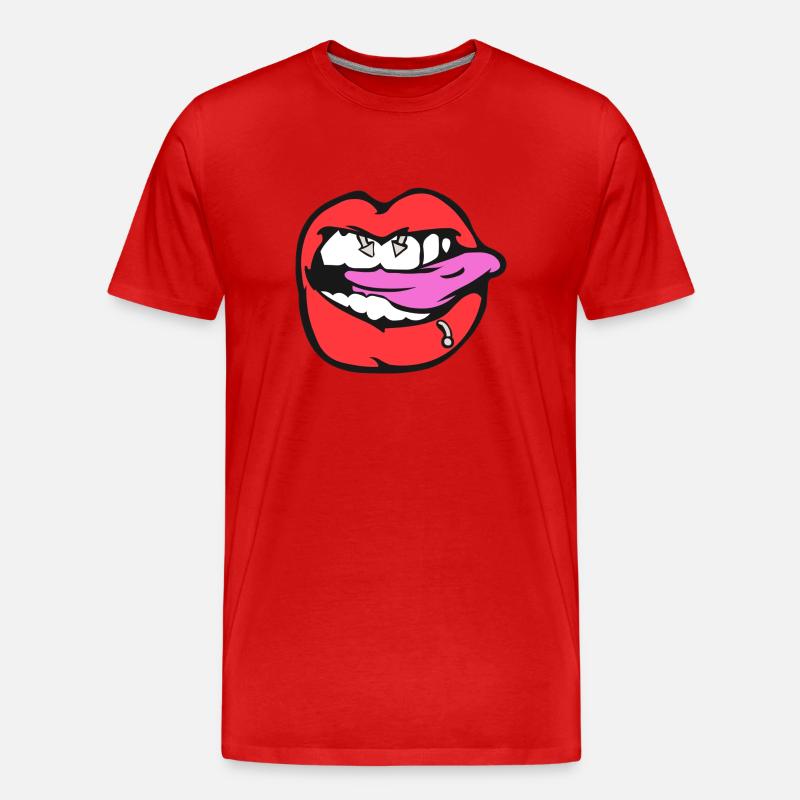 Brustwarzenpiercing - Männer Premium Bio T-Shirt - Rot