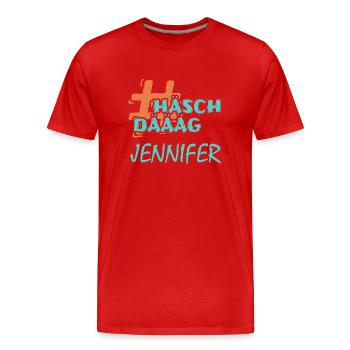 Hashtag Jennifer - Männer Premium Bio T-Shirt - Rot - Vorne - Damien (186cm)