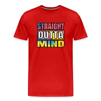 StraightouttaMIND - Men's Premium Organic T-Shirt - red - Front - Damien (186cm)