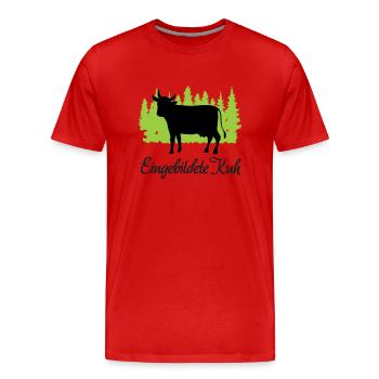 "Eingebildete Kuh: Stolze Grazie" - Männer Premium Bio T-Shirt - Rot - Vorne - Damien (186cm)