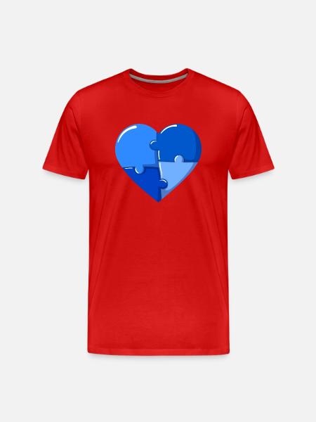 Autism heart Blue Puzzle - Men's Premium Organic T-Shirt - red