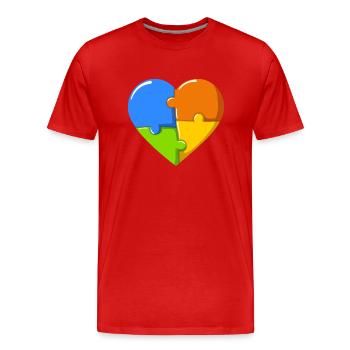 Autisme coeur coloré - T-shirt bio Premium Homme - rouge - Devant - Damien (186cm)