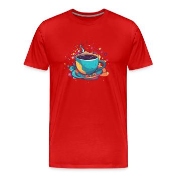 Tasse de café - T-shirt bio Premium Homme - rouge - Devant - Damien (186cm)