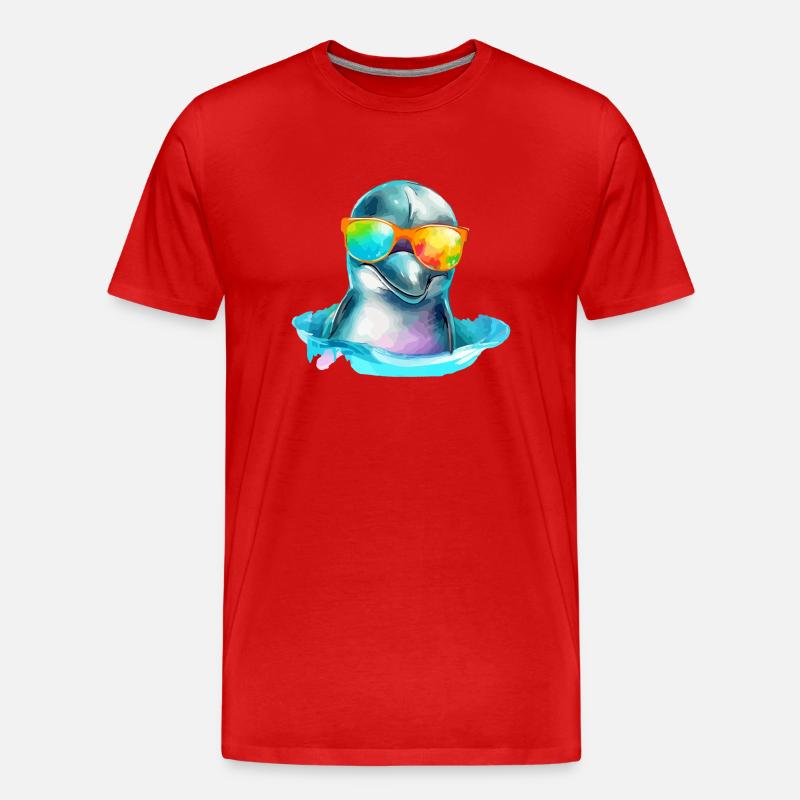 Dol der Delphin - Männer Premium Bio T-Shirt - Rot
