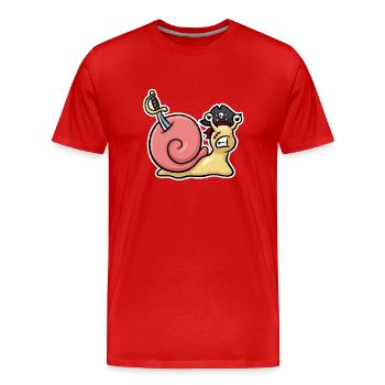 Piratenschnecke - Männer Premium Bio T-Shirt - Rot - Vorne - Damien (186cm)