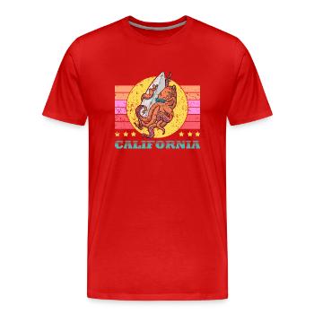 Sommer Surfing Brett Wassersport Oktopus Urlaub - Männer Premium Bio T-Shirt - Rot - Vorne - Damien (186cm)
