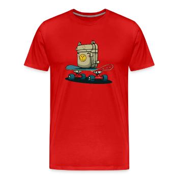 Skateboard und Rucksack - Männer Premium Bio T-Shirt - Rot - Vorne - Damien (186cm)