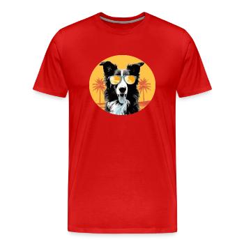 Border Collie - Men's Premium Organic T-Shirt - red - Front - Damien (186cm)