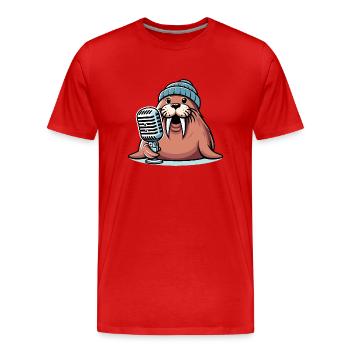 Walrus à l’antenne - T-shirt bio Premium Homme - rouge - Devant - Damien (186cm)