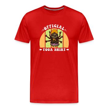 Yoga Yogalehrer Meditation Faultier Buddha - Männer Premium Bio T-Shirt - Rot - Vorne - Damien (186cm)