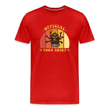 Yoga Yogalehrer Meditation Faultier Buddha - Männer Premium Bio T-Shirt - Rot - Vorne - Damien (186cm)