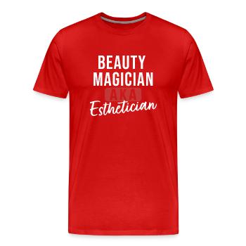 Schönheitszauberer AKA Kosmetikerin - Männer Premium Bio T-Shirt - Rot - Vorne - Damien (186cm)