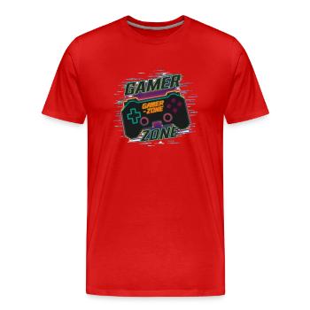 GAMER ZONE - Männer Premium Bio T-Shirt - Rot - Vorne - Damien (186cm)