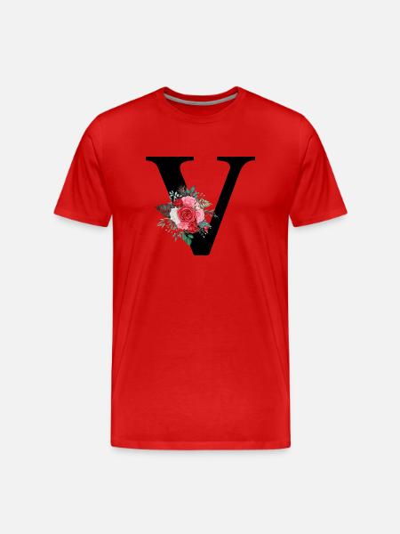 Roter floraler V-Buchstabe - Männer Premium Bio T-Shirt - Rot