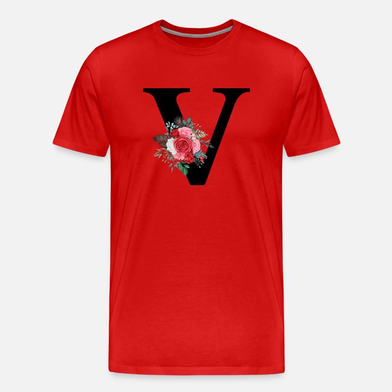 Roter floraler V-Buchstabe - Männer Premium Bio T-Shirt - Rot